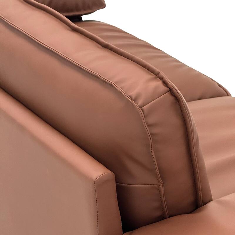 Leather Compact Sofa Couch with Hidden Storage, Minimalist 2-Seater Loveseat Sofa Couch with Pillow Armrests