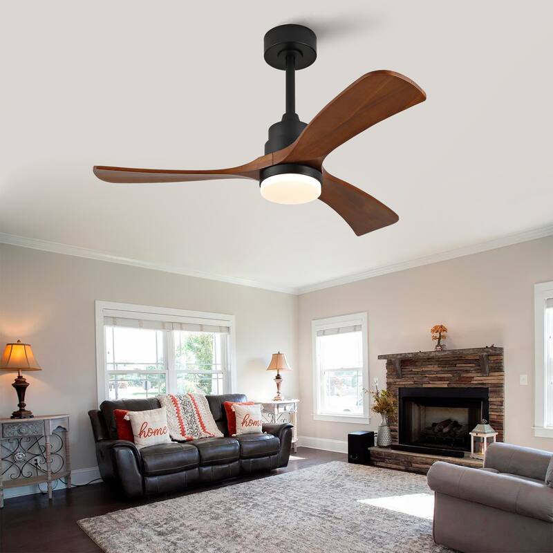 42 Inch Ceiling Fans with Lights and Remote, Outdoor Ceiling Fan for Patios with Light 3 Blades Modern Ceiling Fan - Black - Black
