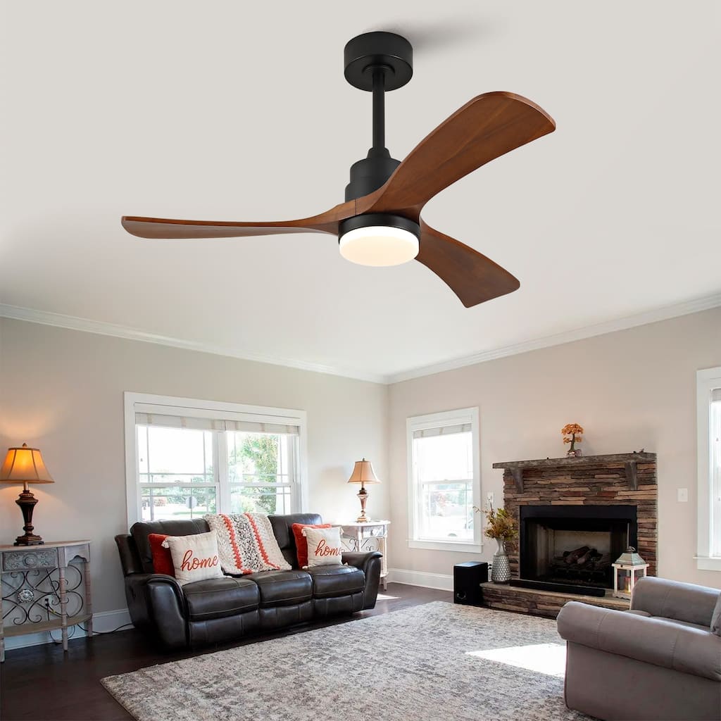 42 Inch Ceiling Fans with Lights and Remote, Outdoor Ceiling Fan for Patios with Light 3 Blades Modern Ceiling Fan - Black