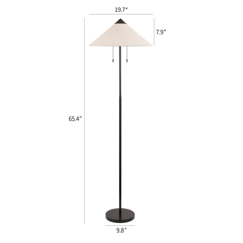 65.4" Modern 2-Light Cone Shade Floor Lamp with Pull Chains