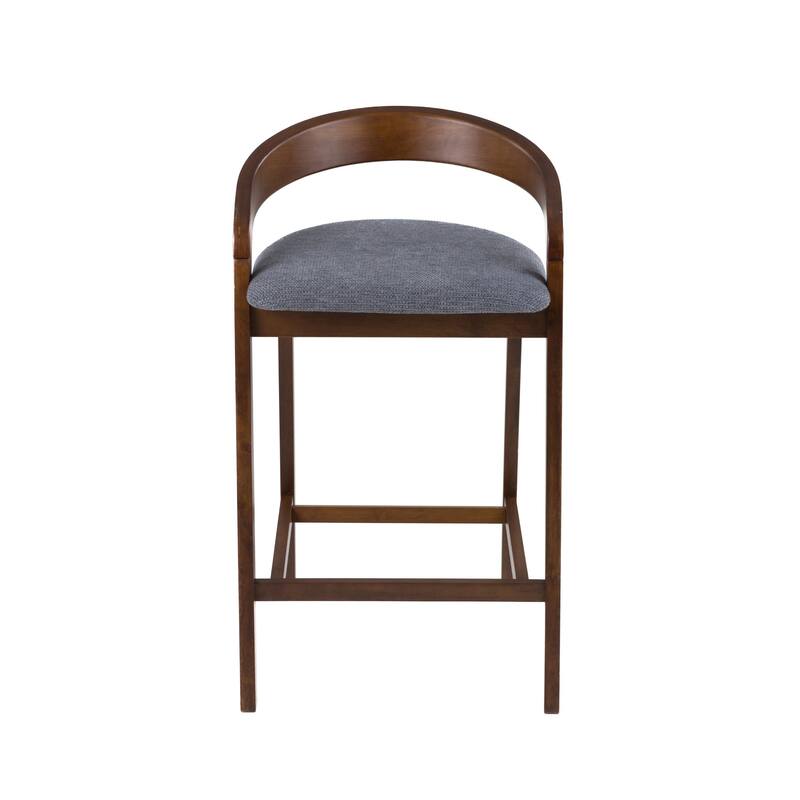 Modrest Vougler Modern Grey Fabric & Walnut Counter Chair (Set of 2)