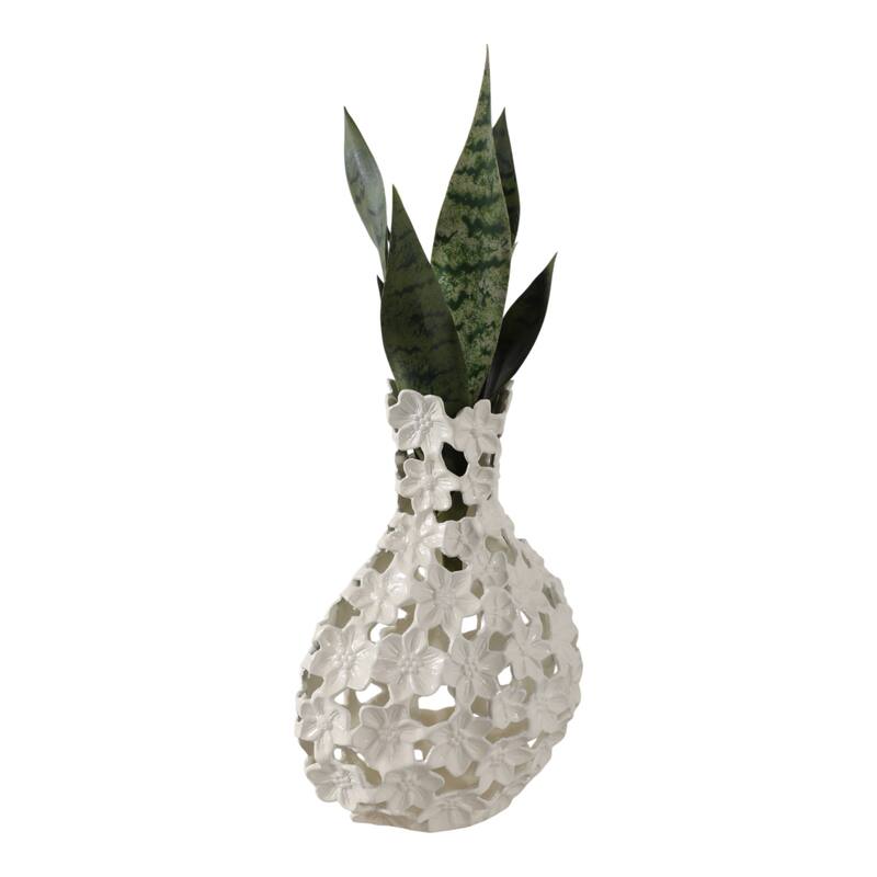 Aluminum Decorative Vase Floral Openwork Design Glam Style Modern