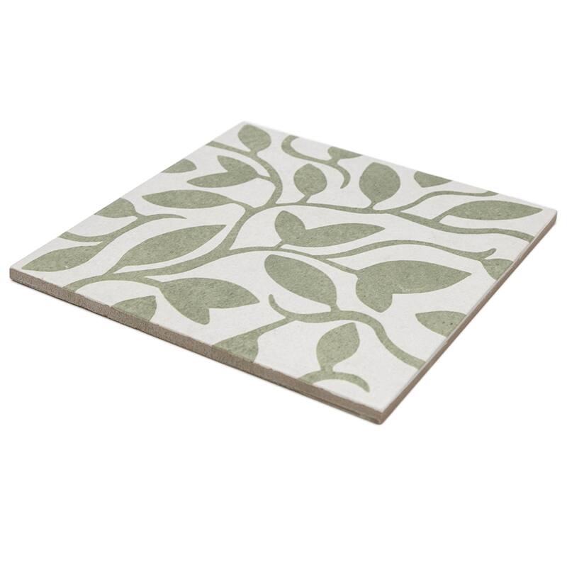 Verity Vine 8x8 Matte Porcelain Encaustic Tile - Floor, Wall, Backsplash