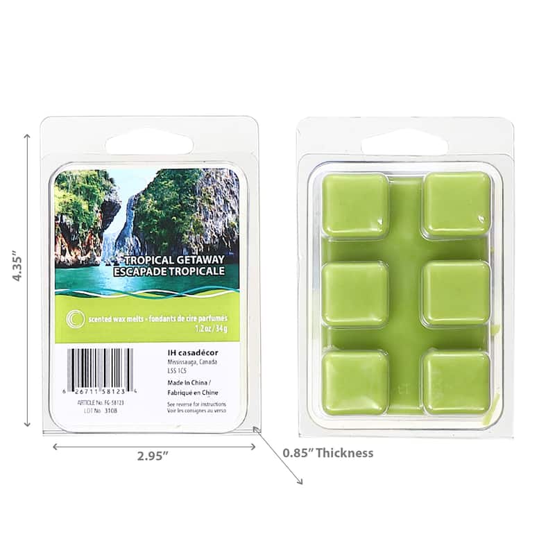 IH Casa Decor 6Pk Scented Wax Melts Tropical Getaway - Set of 4 - Green