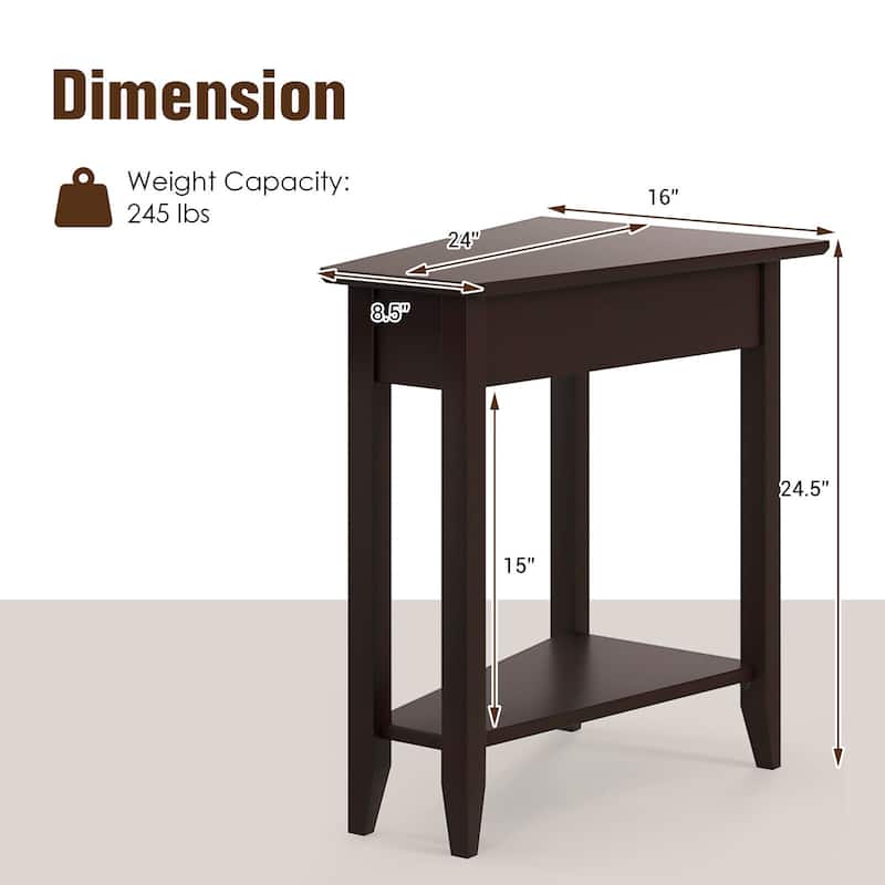 Gymax 2-Tier End Table Irregular Narrow Sofa Side Nightstand w/
