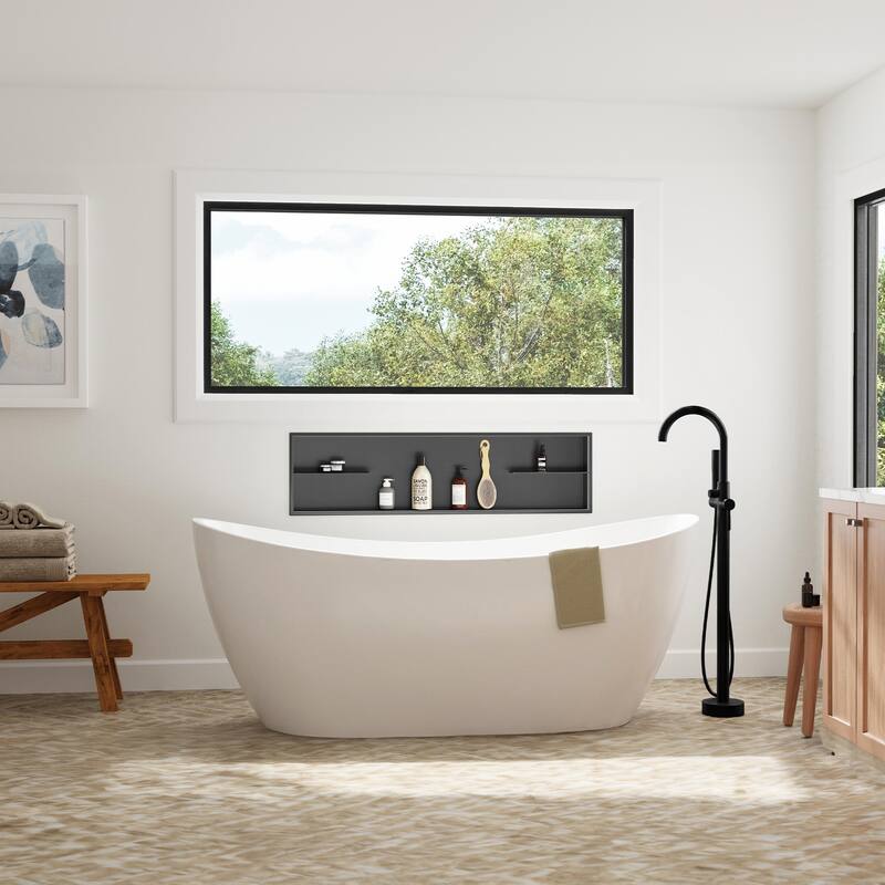 12-in x 48-in Ultra-thin Frame Recessed Stainless Steel Shower Niche with 2-Accessory Shelves Gun Metal Black