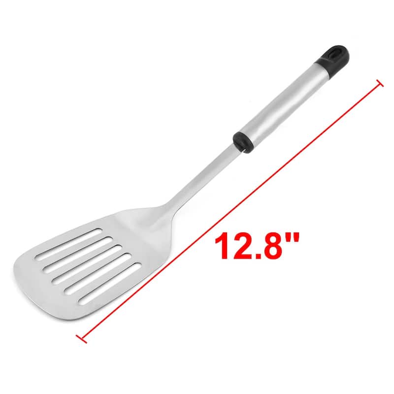Home Kitchen Cooking Non-stick Slotted Pancake Turner Spatula Black - 12.8" x 3"(L*W)