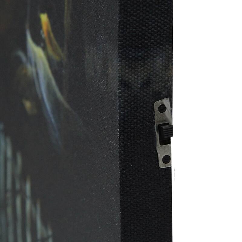 LED Lighted Haunted House Halloween Canvas Wall Art - 23.5" x 16" - Amber Lights