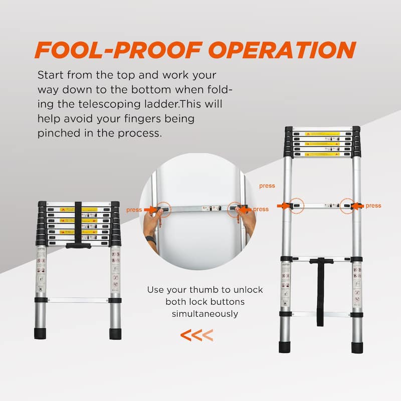 Aluminum Alloy Folding Ladder 8.5FT Telescopic Extension Ladder