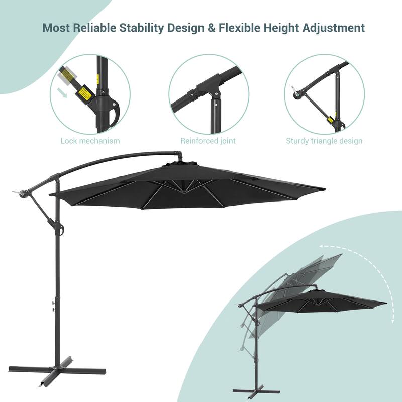 BONOSUKI 10ft Patio Umbrella,Hanging Market Umbrellas w/Tilt Adjustment