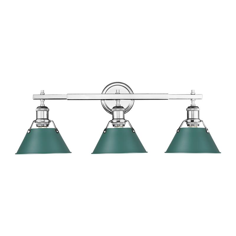 Yep by Golden Lighting Orwell 3-light Vanity in Chrome and Pine Green shade