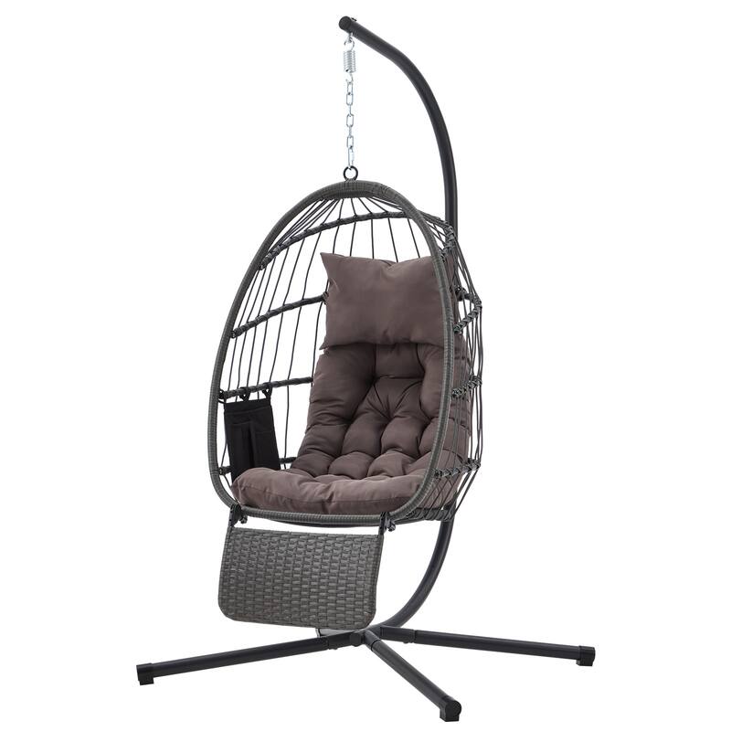 EROMMY Hanging Egg Chair with Stand, Foldable Indoor/Outdoor Swing