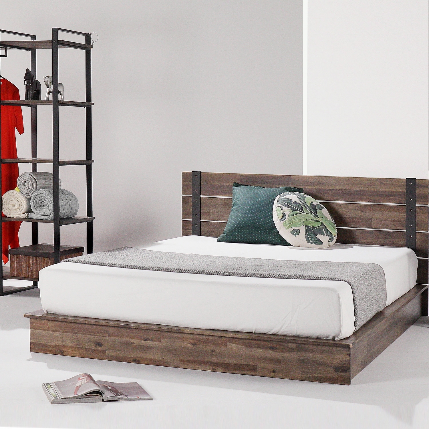 Zinus Industrial Metal Wood Bed Frame Single Double Queen King Base Mattress 