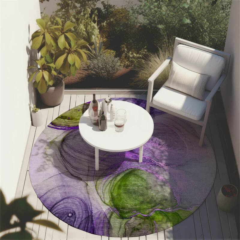 Almisi Artistic Abstract Weather Resistant Blended Style Outdoor Rug