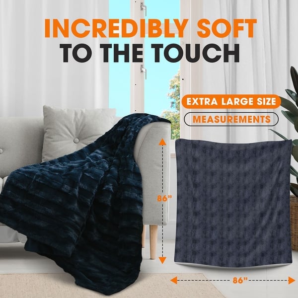 dimension image slide 9 of 31, Cheer Collection Faux Fur/ Microplush Reversible Throw Blanket