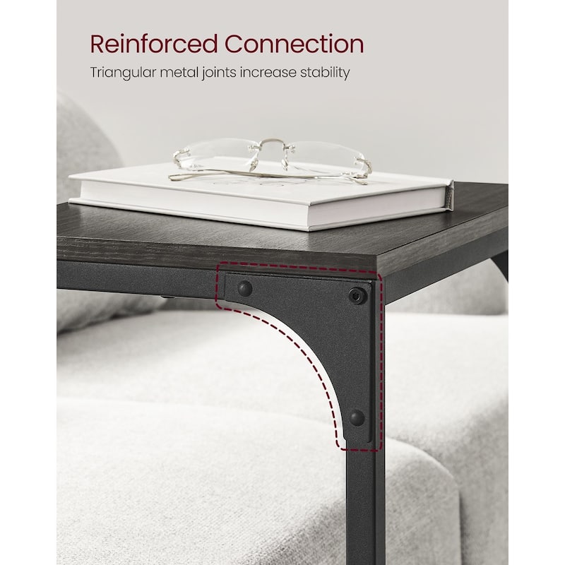 Steel Particleboard C Shaped Side Tables Set of 2 Slim Design for Small Spaces - 15.7" x 11.8" x 24.4"