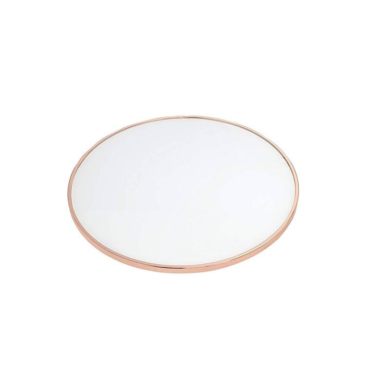 22 in. Frosted Glass/Rose Gold Round Glass End Table, Sturdy Build End Side Table for Living Rooms