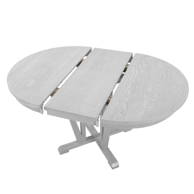 Rustic 5 Piece Extendable Round Dining Table Set