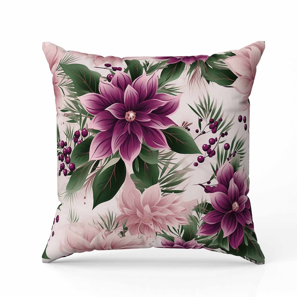 Holiday Sparkle Faux Suede Reversible Throw Pillow Pink and Green