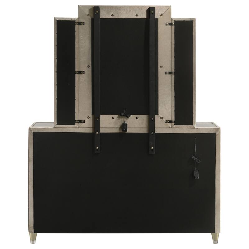 Lorient 8-drawer LED Bedroom Dresser Cabinet Ivory and Camel