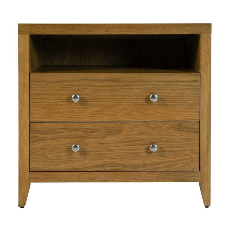 Dana 28 in. W Rectangular Wood 2 Drawer Nightstand with Top Shelf
