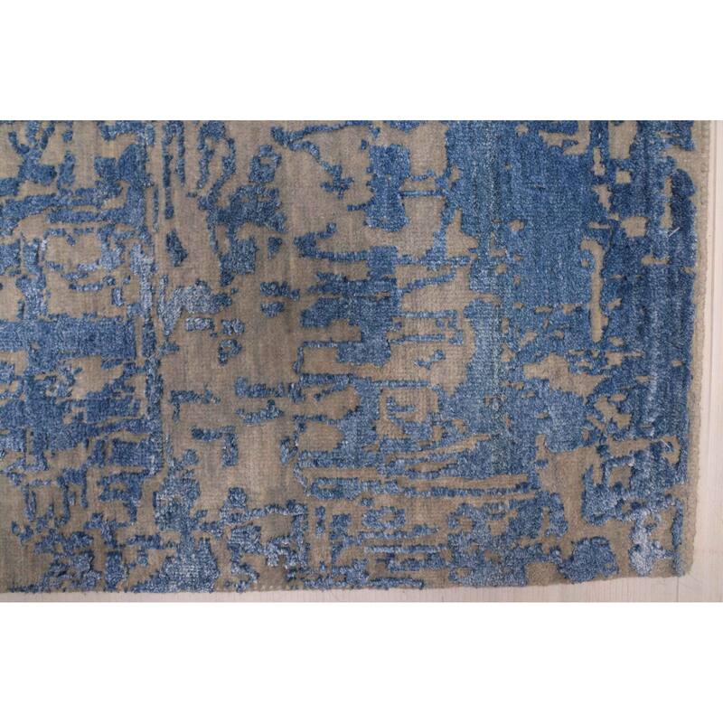 ECARPETGALLERY Hand-knotted Legacy Dark Blue Silk, Wool Rug - 2'5 x 12'3