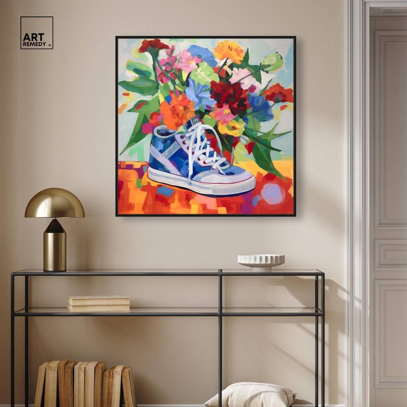 Colorful Sneaker Bouquet Canvas by Art Remedy