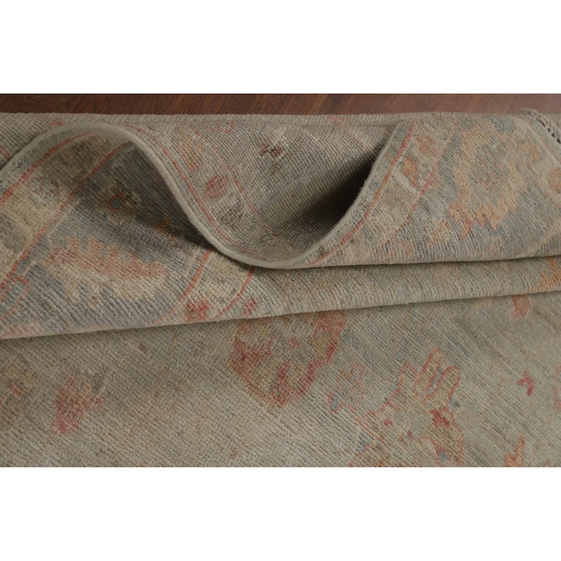Transitional Blue Oushak Turkish Rug Hand-Knotted Wool Carpet - 5'1"x 8'0"