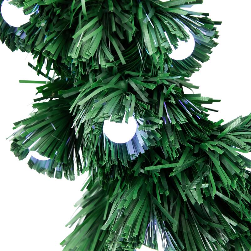 Color Changing Fiber Optic Artificial Christmas Wreath with Balls, 12"