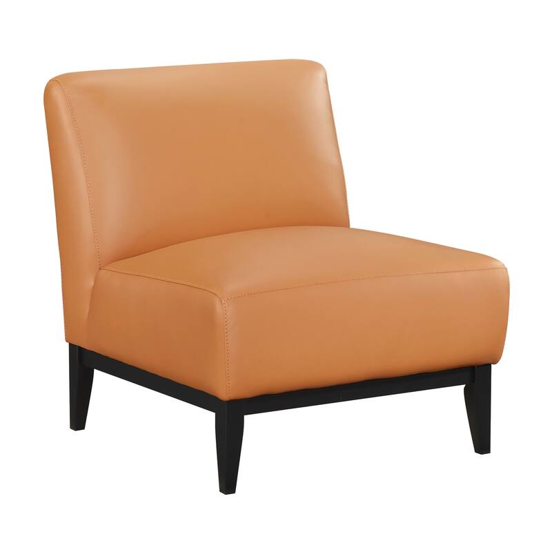 Hayes 28.5" Leather Accent Chair - Black Finish Solid Wood Legs - Orange