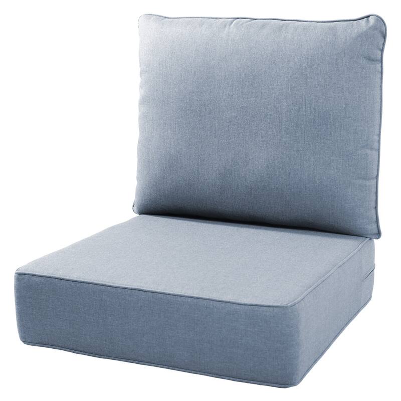 Gymojoy 24"x22"x6" Patio Thick Cushions & Pillows Set - Deep Seat Indoor/Outdoor Water & Fade Resistant - One Set - Baby Blue