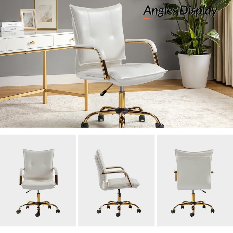 Zarina Modern Faux Leather Swivel Office Desk Chair with Height-adjustable by HULALA HOME