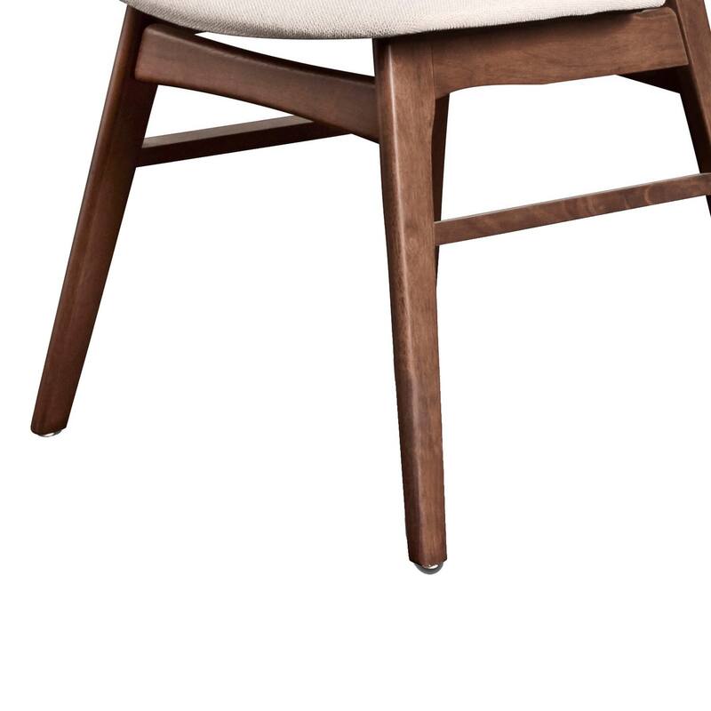 Brown/White Fabric Upholstered Wood Frame Dining Chair, Set of 2, Sturdy Dining Chair for Dining Rooms - 20.5