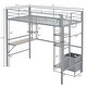 preview thumbnail 8 of 14, Twin Size Metal Loft Bed with Desk and Storage Shelves, Full-length Guardrails