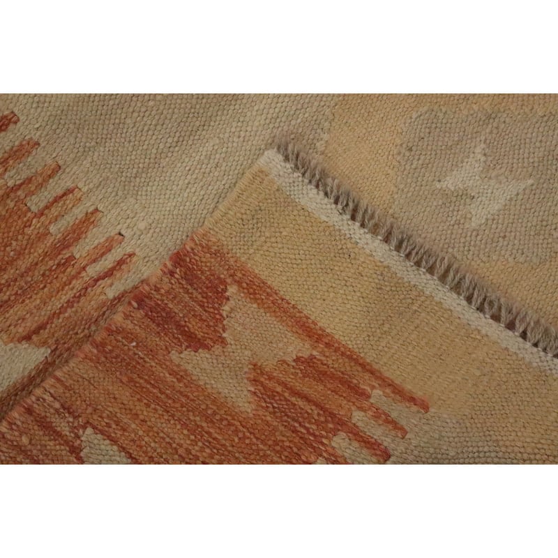 Hand Woven Oriental 100% Wool Carpet Southwestern Tribal Brown Kilim Runner Rug - 12' 0'' X 2' 8''