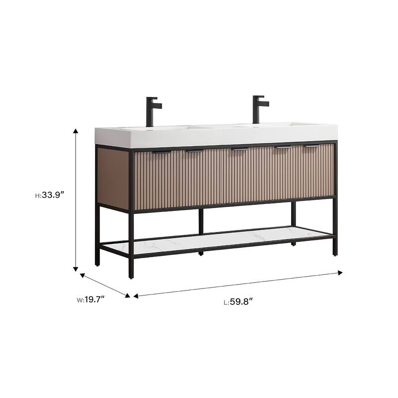 Marcilla 60 in. Double Sink Bath Vanity with Stone Sink Top