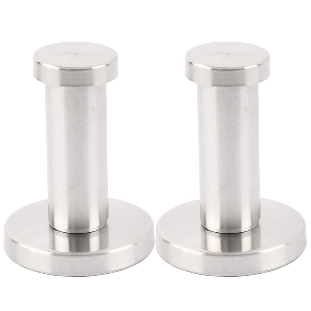 2pcs Stainless Steel Round Wall Mount Shower Robe Towel Hanger Hook - Silver Tone - 1.57" x 2"(Base D*H)