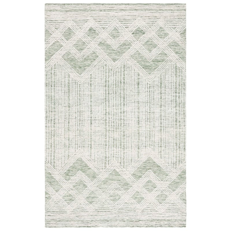 SAFAVIEH Handmade Pine Bine Modern Wool Rug - 5' x 8' - Sage/Ivory