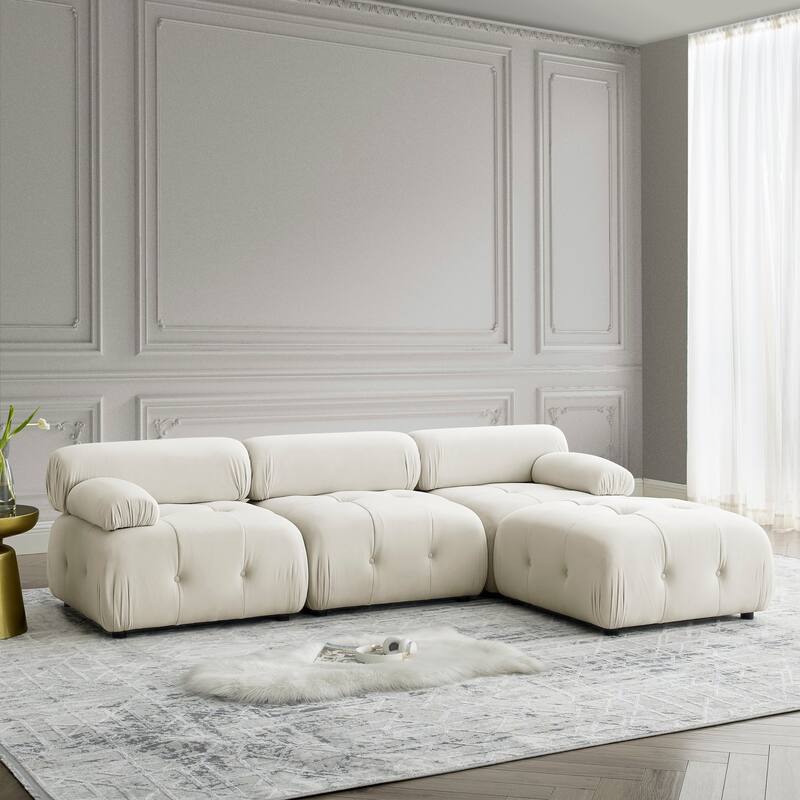 Modular Sectional Sofa L Shaped Couch with Reversible Ottoman