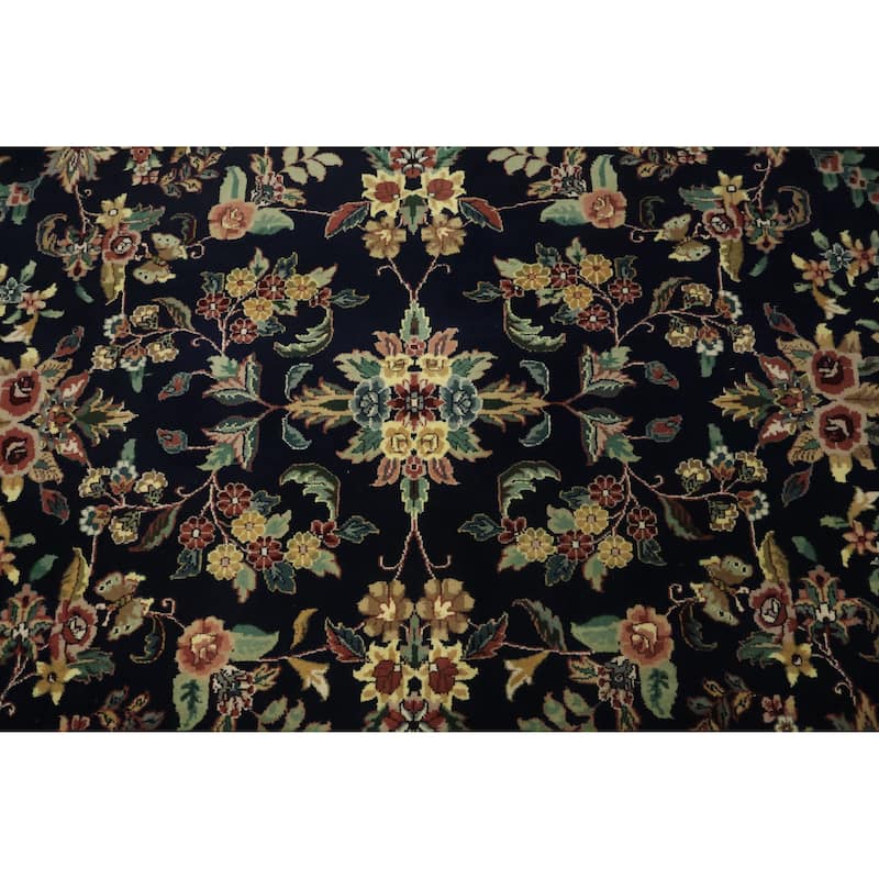 Hand Knotted Oriental 100% Wool Carpet Traditional All-Over Black Aubusson Area Rug - 10' 2'' X 7' 10''