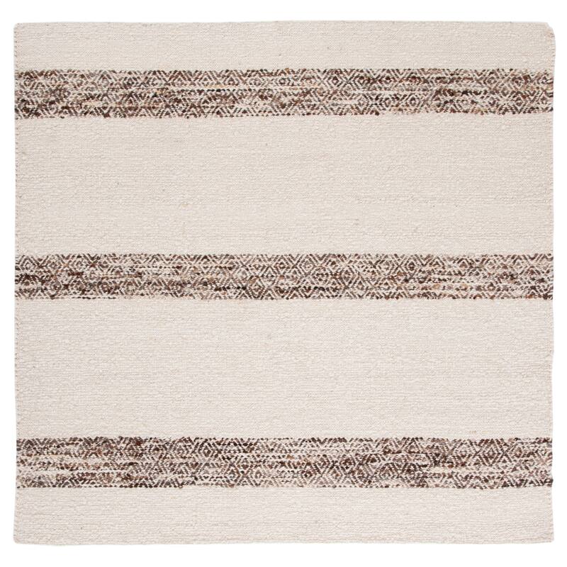 SAFAVIEH Handmade Natura Denada Stripe Wool Rug - 6' Square - Ivory/Brown