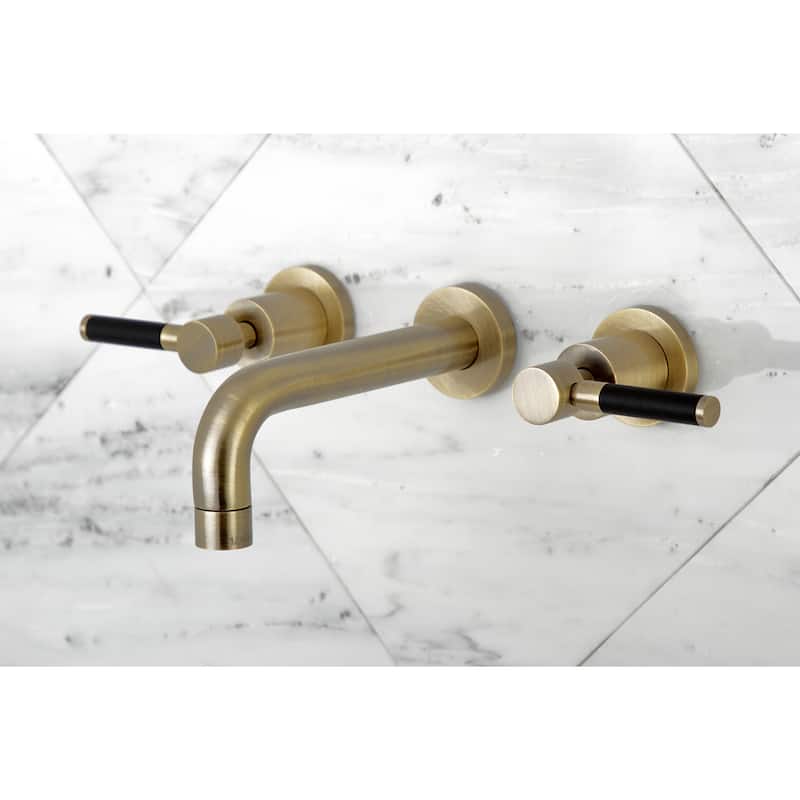 Kingston Brass Kaiser Two-Handle 3-Hole Wall Mount Bathroom Faucet - Antique Brass
