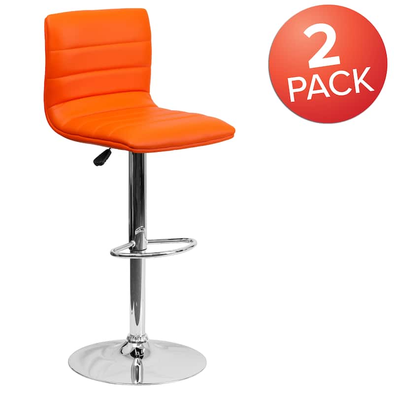 Modern Vinyl Channel Tufted Adjustable Height Barstool (Set of 2) - 16"W x 19"D x 35" - 44"H - 16"W x 19"D x 35" - 44"H