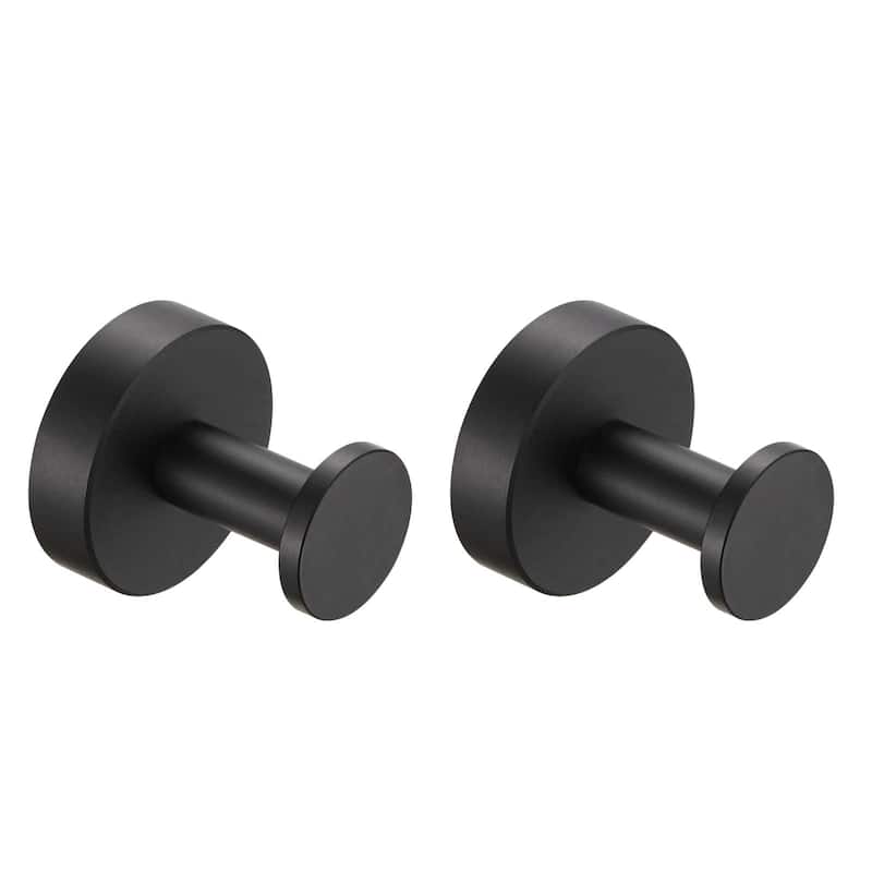 Wall Mounted Towel Hooks 2 Pack Bathroom Robe Hook for Cabinet Closet Door Heavy Duty Wall Hooks for Kitchen, Hotel, Washroom - Matte Black