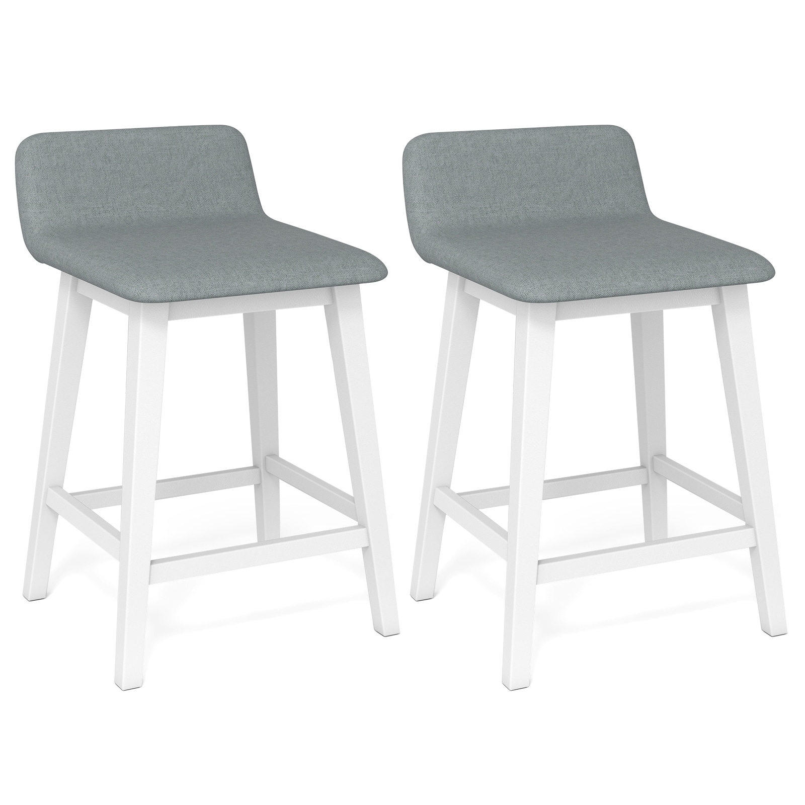 Gymax 24'' Upholstered Barstools w/ Low Back Footrest & Wood Legs for