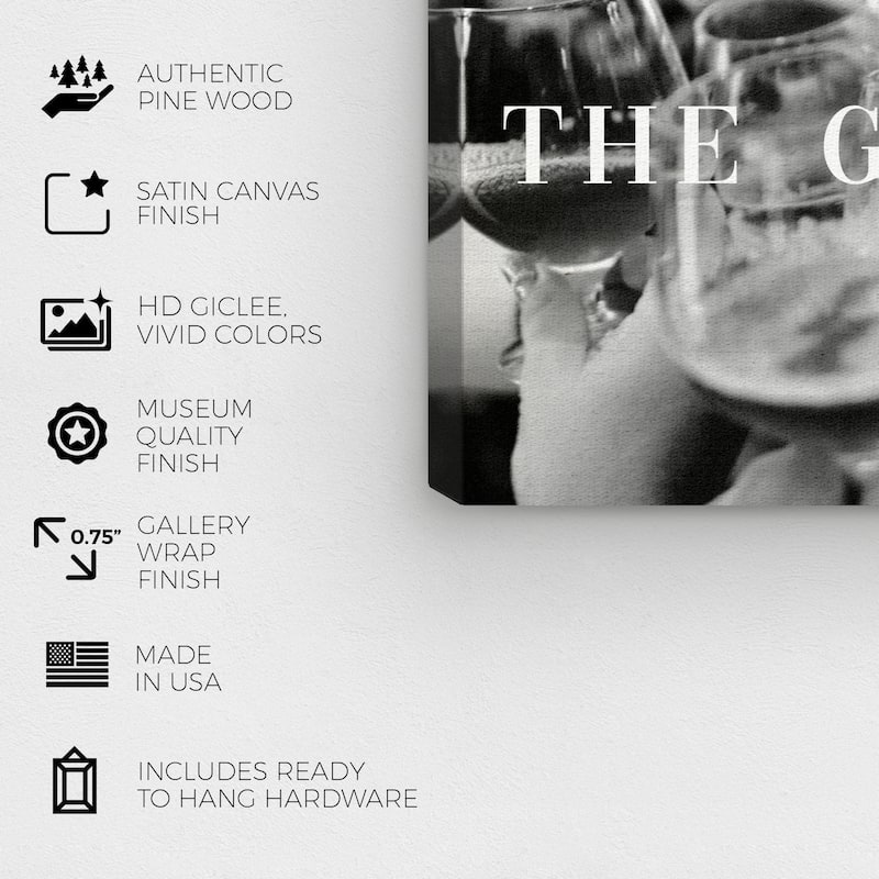 Wynwood Studio Canvas Drinks and Spirits Cheers and Friends Black and Modern & Contemporary Wall Art Canvas Print