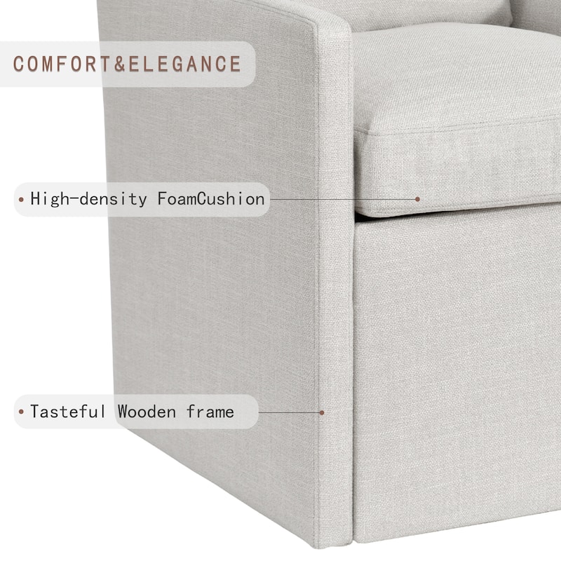 Modern 19.7" Wide Upholstered Rolling Linen Dining Chair