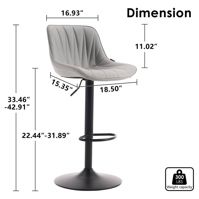 Swivel Upholstered Bar Stools Set of 2, Height Counter Stools