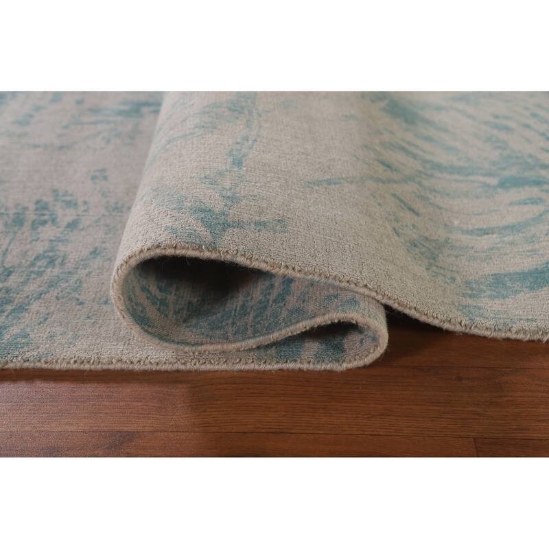 Hand Knotted Oriental 100% Wool Carpet Modern All-Over Beige & Ivories Abstract Area Rug - 8' 0'' X 6' 3''