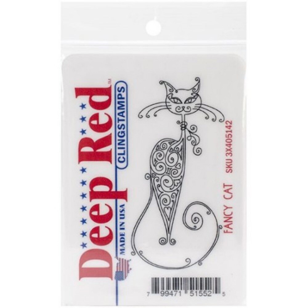 Deep Red Rubber Cling Stamp Cute Little Mermaid with a Fish